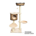 Artificial Rattan Kitty Scratching Furniture Plush Covered Sisal Post Cat Tree